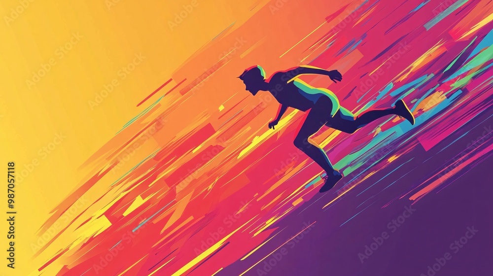 Silhouette of a runner in vibrant colors Silhouette of a runner in vibrant colors