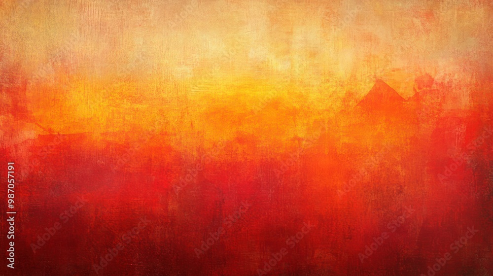 Obraz premium Abstract background with a transition from fiery red to sunset orange, featuring a raw, distressed texture.