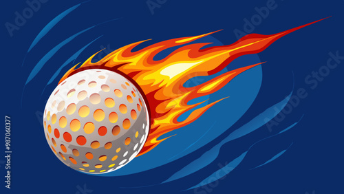 Golf Ball With Fire Trail Isolated on Transparent Background