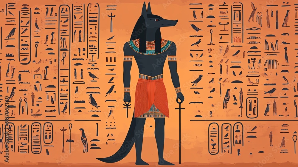 Anubis The Ancient Egyptian God Stands Majestically Before anubis-the-ancient-egyptian-god-stands-majestically-before