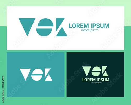 company logo concept template letter V combine with letter S K illustration blue color theme