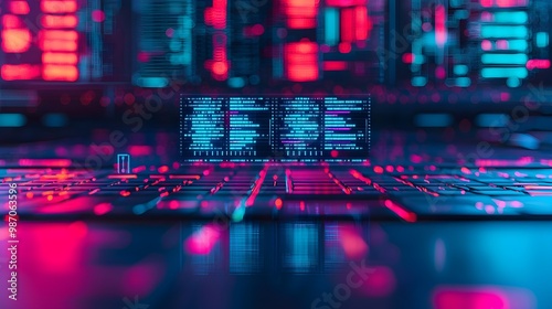 Cyberpunk Neon Lights Office Background