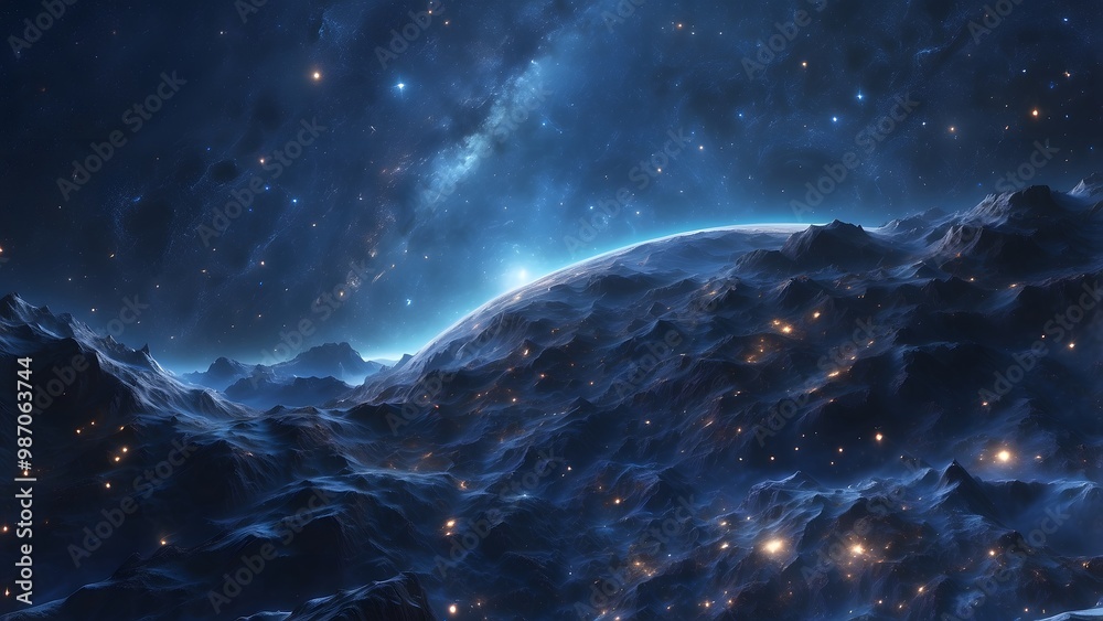 A Stunning View of Distant Planets and Stars Against a Cosmic Backdrop in Deep Space