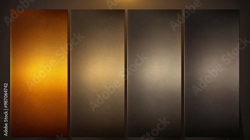 Elegant grainy gradient background in gray, brown, and gold with glowing light texture design