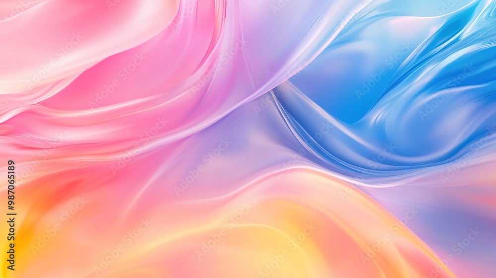Obraz premium Bright and colorful abstract background with wavy pink, blue and yellow streams