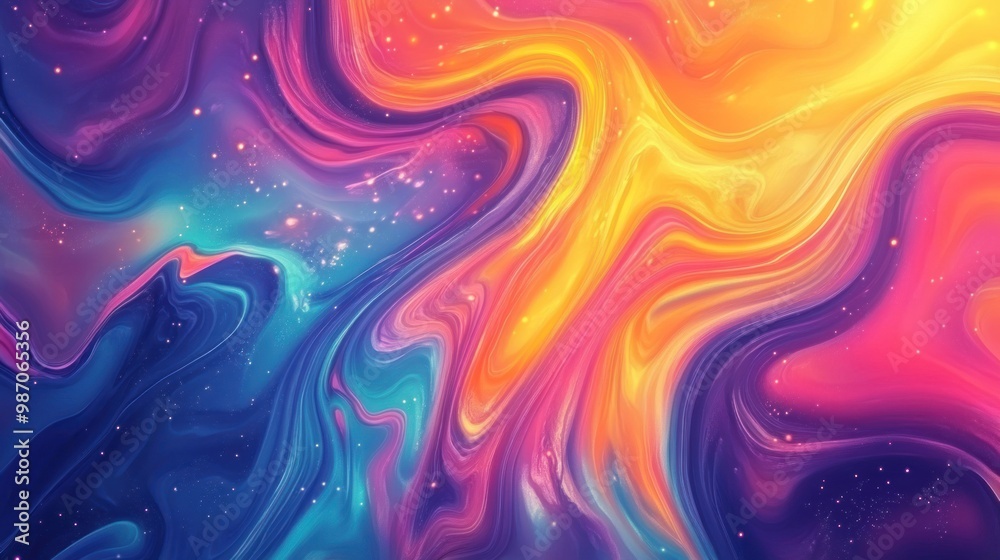 Fototapeta premium A vibrant abstract background with swirling colors and dynamic shapes, perfect for design or digital art with space for text.