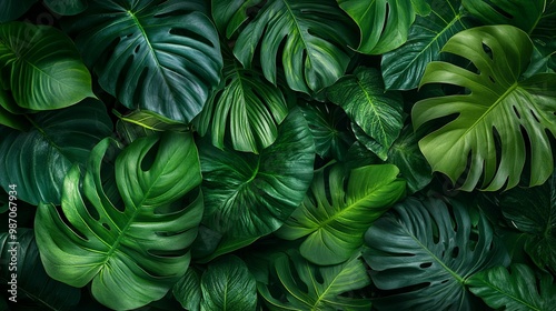 Lush Green Tropical Leaf Pattern photo