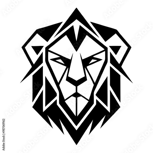 Geometric Lion Head: A fierce and bold geometric lion head logo with a strong presence, perfect for branding and design projects.  
