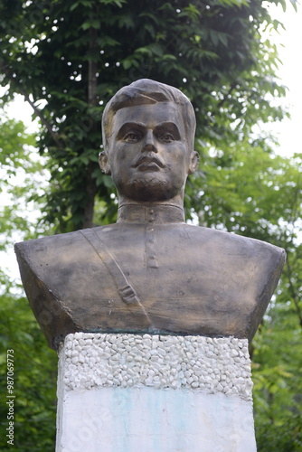 Bust of Civil War hero Sergei Lazo on Russian Island in Vladivostok photo