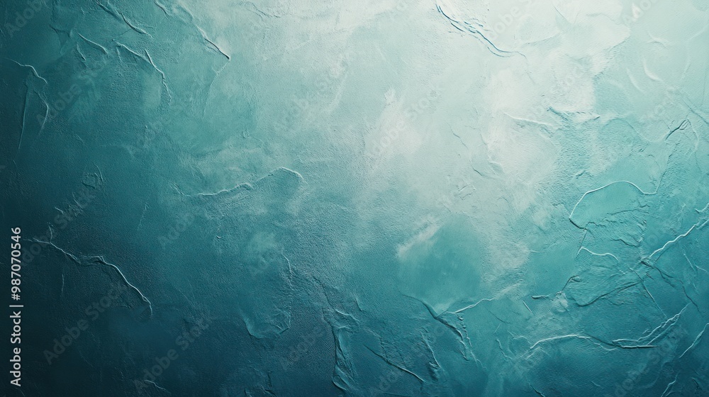 photograph of 3D Turquoise blue background with subtle grainy texture fading to light green at top right photograph of 3D Turquoise blue background with subtle grainy texture fading to light green at top right