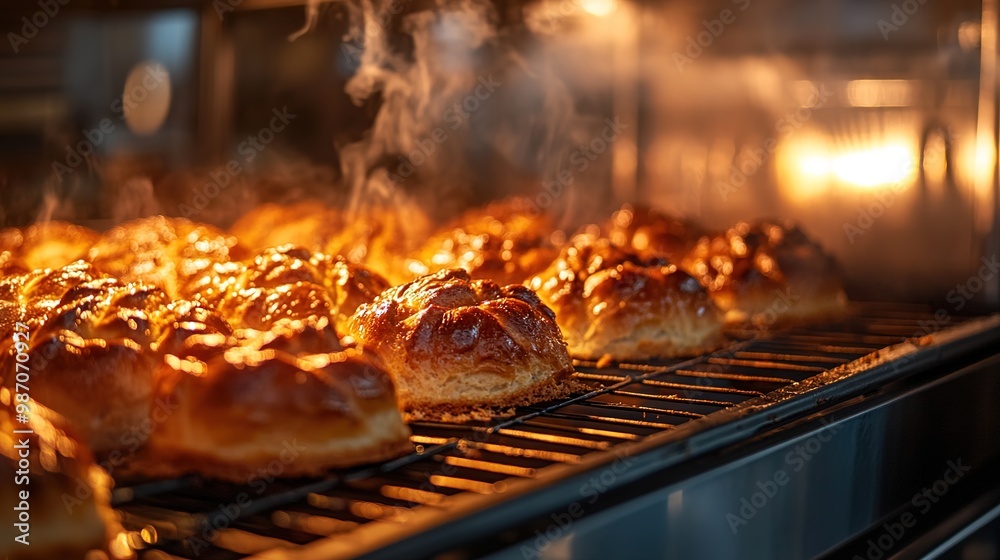 An exquisite commercial photograph set in a Michelin restaurant environment, showcasing a flat view of freshly baked goods. The golden brown background enhances the premium feel, An exquisite commercial photograph set in a Michelin restaurant environment, showcasing a flat view of freshly baked goods. The golden brown background enhances the premium feel,