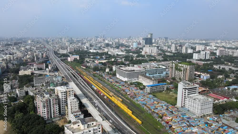 Aerial View of Dhaka Elevated Expressway. Urban Connectivity of Dhaka