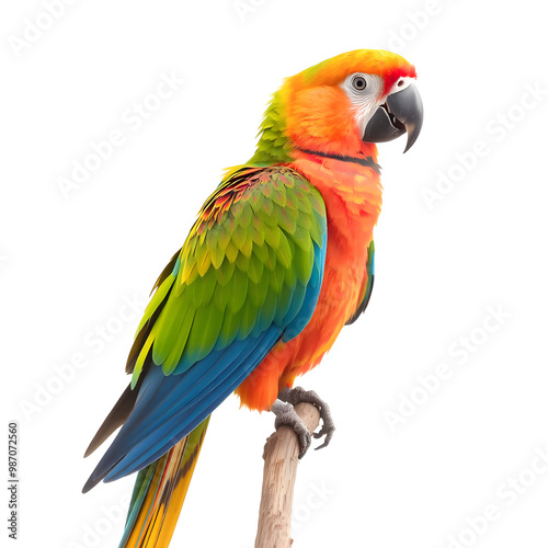 Colorful macaw bird isolated on white background