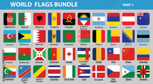 World Flags Part 1 vector – dynamic collection celebrating global diversity and national pride!
