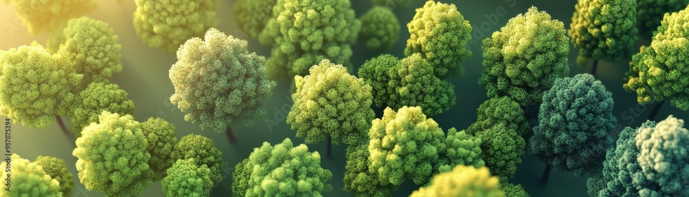 Aerial view of lush green trees in a forest, capturing the beauty of nature and the vibrant colors of the foliage under sunlight. Aerial view of lush green trees in a forest, capturing the beauty of nature and the vibrant colors of the foliage under sunlight.