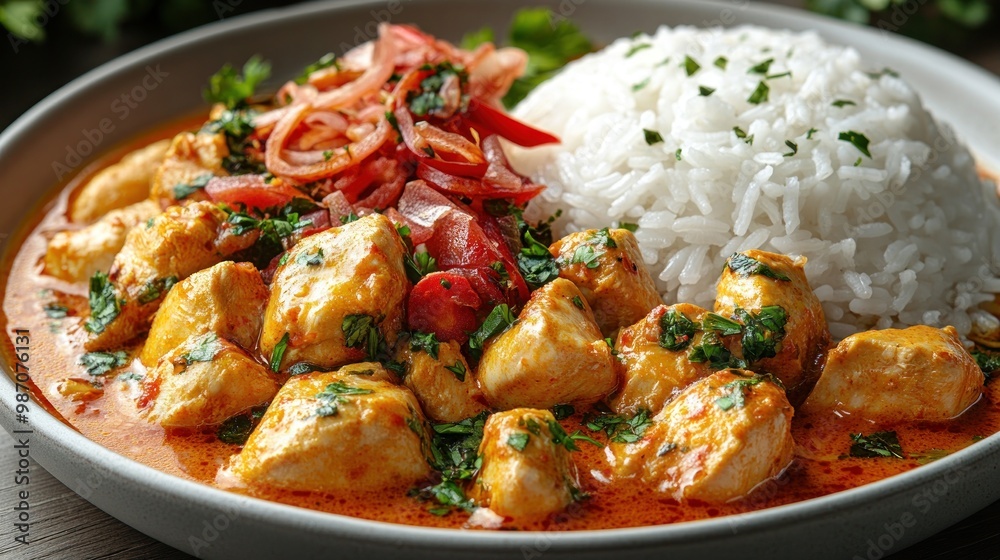Chicken Curry with Rice and Cilantro Chicken Curry with Rice and Cilantro
