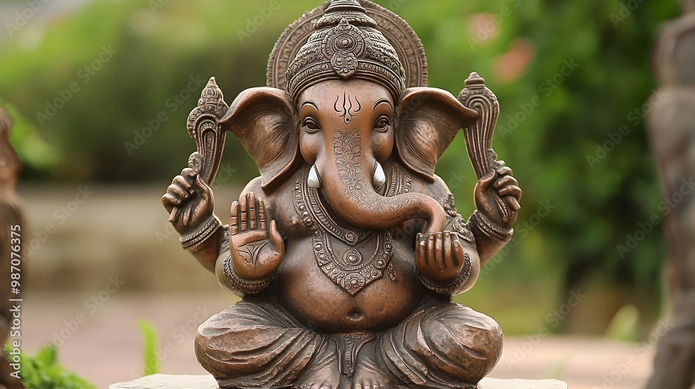Iconic Ganesha Statue at Home Entrance Symbolizing Protection and Blessing Iconic Ganesha Statue at Home Entrance Symbolizing Protection and Blessing