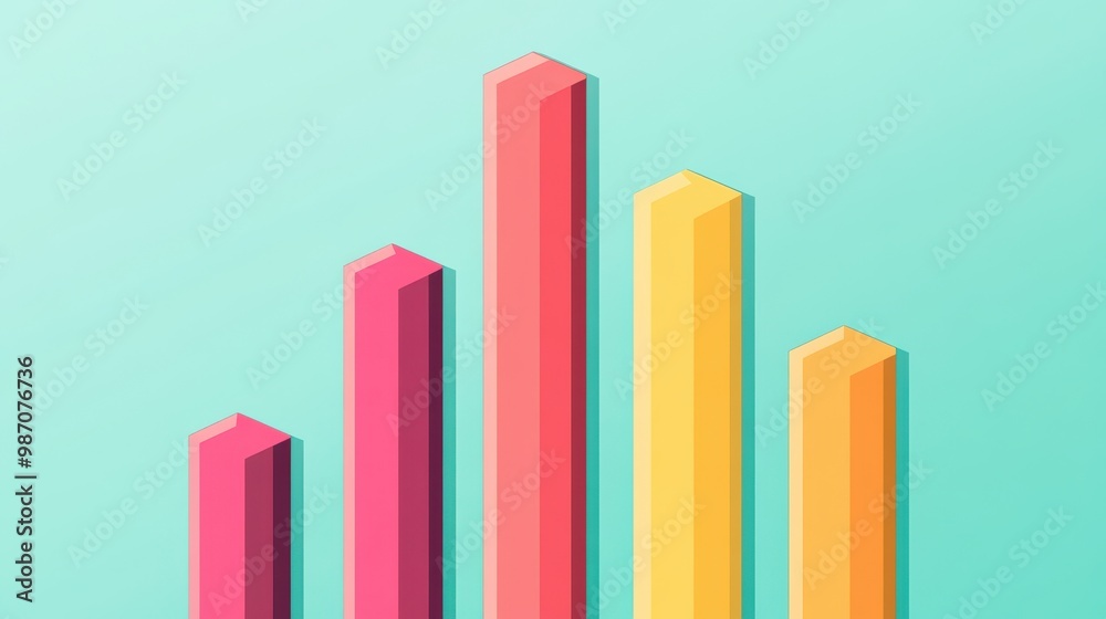 Colorful 3D bar graph representing data growth and success, ideal for business presentations and marketing materials. Colorful 3D bar graph representing data growth and success, ideal for business presentations and marketing materials.
