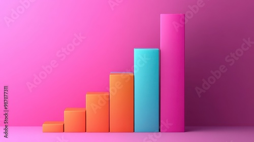 Wallpaper Mural Colorful bar chart on a vibrant pink background, representing growth and progress in a modern and playful style. Torontodigital.ca