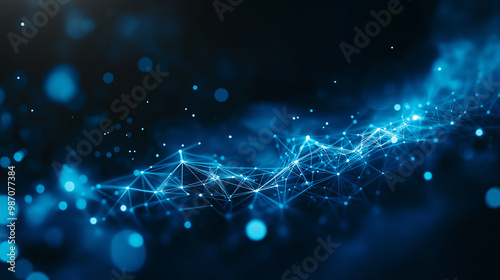 Wallpaper Mural Abstract illustration featuring plexus blue geometrical shapes, Ai Torontodigital.ca