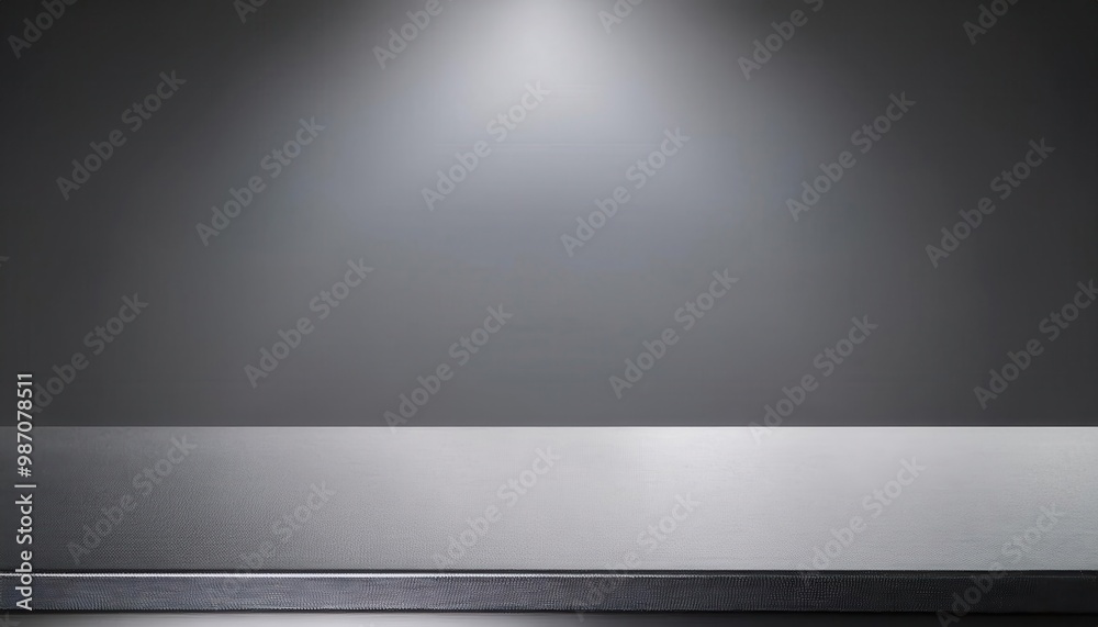 Minimalist Industrial Display Stand with Metallic Surface and Overhead Spotlight in a Dimly Lit Environment, Perfect for Product Showcasing or Commercial Presentations Minimalist Industrial Display Stand with Metallic Surface and Overhead Spotlight in a Dimly Lit Environment, Perfect for Product Showcasing or Commercial Presentations