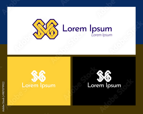 company logo concept template letter S M G with yellow blue theme color