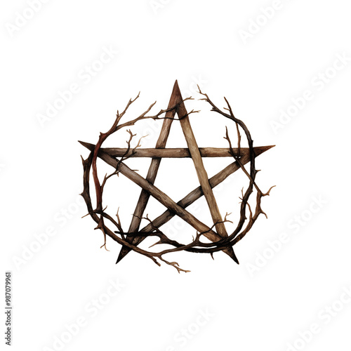 pentacle wood branches witchy 