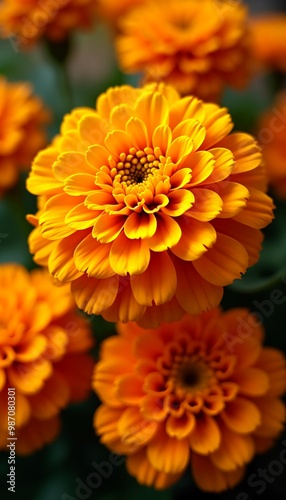 Close-Up of Vibrant Orange Marigold Flowers in Bloom Phone wallpaper