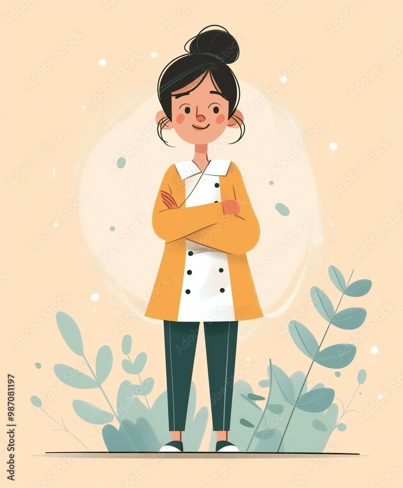 woman with confidence. cute flat illustration