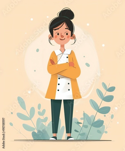 woman with confidence. cute flat illustration