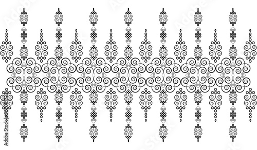 Ethnic art vector design, vintage, geometric, fashion textile pattern and Asian wallpaper background, Hmong ethnic fabric pattern.