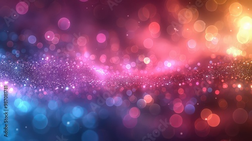 Abstract blur bokeh banner background. Rainbow colors.