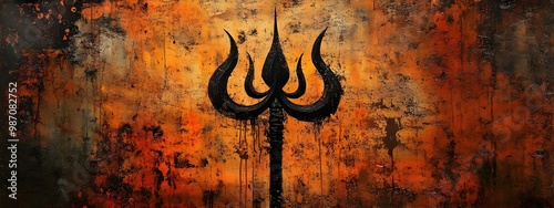Mystical Abstract Artwork Depicting Lord Shiva s Iconic Trident Symbolizing the Three Aspects of Creation Preservation and Destruction in Hindu Mythology and Spirituality