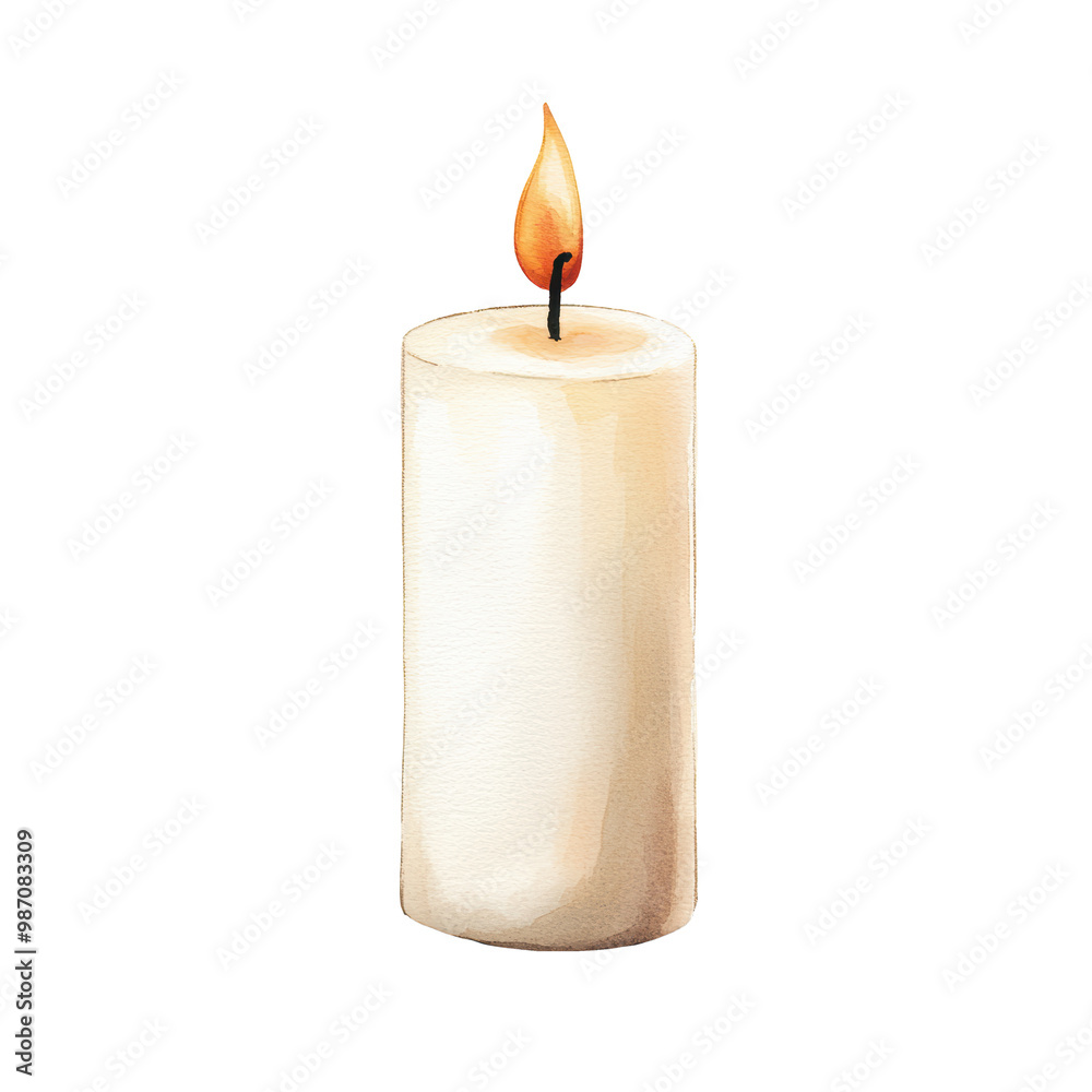 A Peaceful Candle with a Gentle Flame on a Dark Background