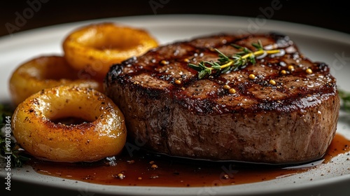 Grilled Steak and Onion Rings