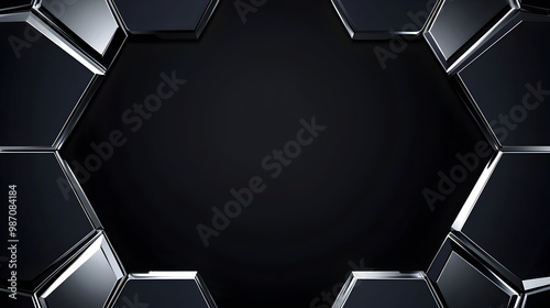 Silver and Blue Hexagonal Design