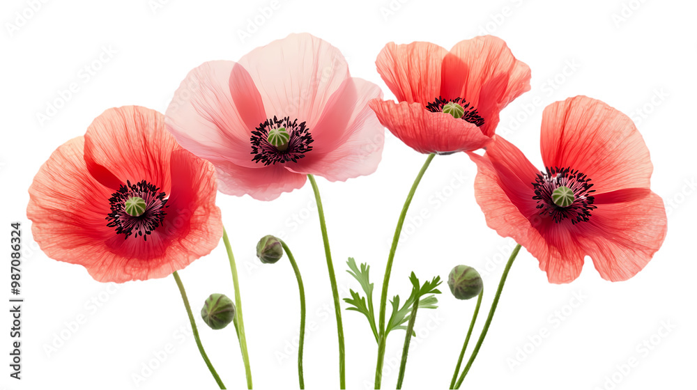 Obraz premium Flowers Bouquets and Botanical Elements PNGs on White Background