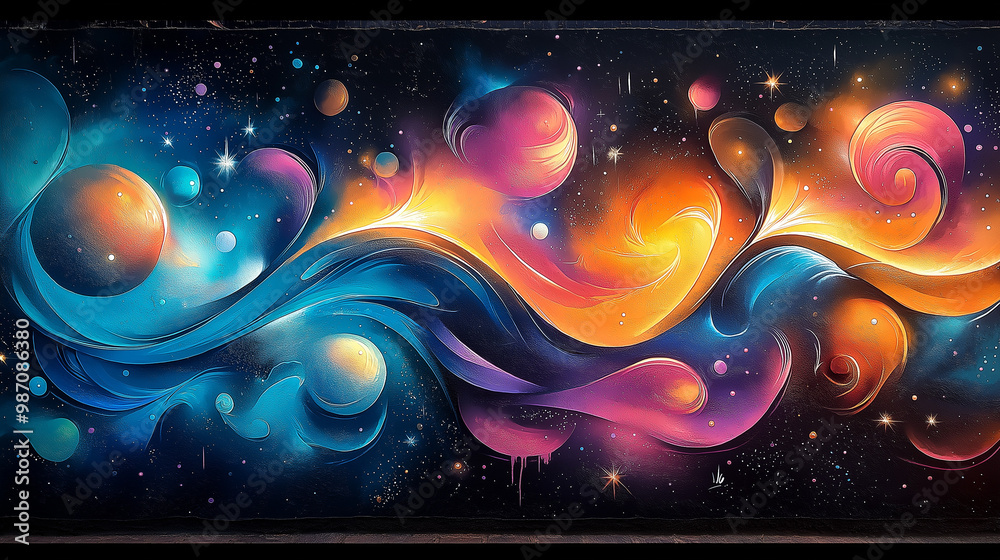 Obraz premium Abstract urban street art graffiti style vector illustration, Ai