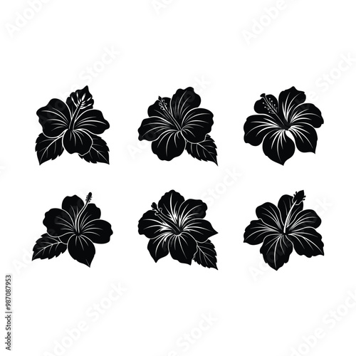 Stunning hibiscus generative AI vector and line art design for vibrant prints