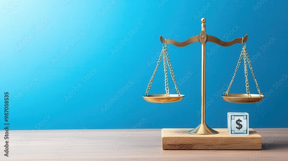 Financial Balance Concept: Minimalist Scale with Dollar Sign and Debt Icon. Financial Balance Concept: Minimalist Scale with Dollar Sign and Debt Icon.