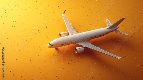 White Airplane on a Yellow Background