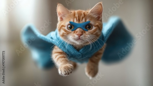 Superhero Cat in Flight