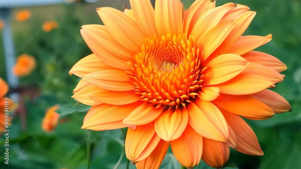 Vibrant orange dahlia in bloom capturing nature's beauty and colorful petals Vibrant orange dahlia in bloom capturing nature's beauty and colorful petals