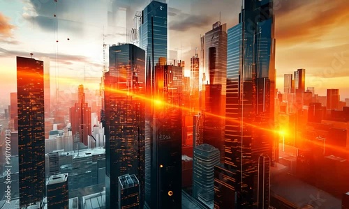 Futuristic Cityscape at Sunset