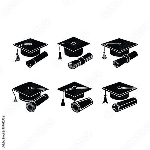 Stylish graduation cap and diploma vector design for celebration and educational themes