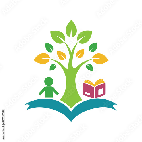 Tree education logo vector illustration symbolizing growth, learning, and academic success.