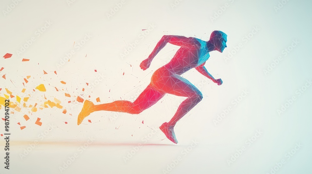 Abstract athlete runner in motion with colorful geometric elements. Abstract athlete runner in motion with colorful geometric elements.