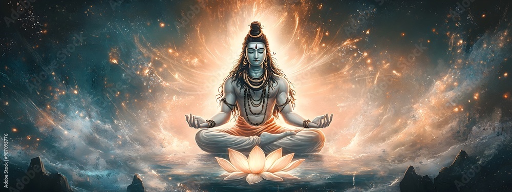 Φωτογραφία Serene and Sublime Depiction of Lord Shiva the Hindu Deity Sitting in Meditative