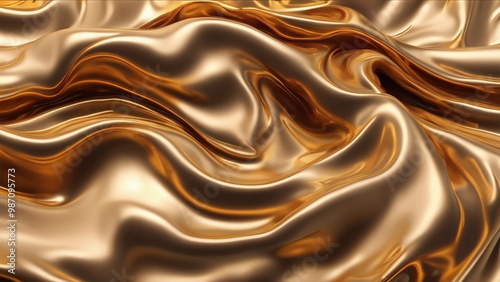 Oil fluid abstract fabric gold liquid. Golden wave background. Gold background. Gold texture.