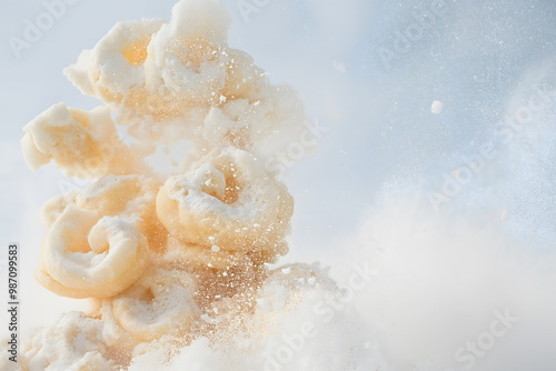 Funnel Cake Falling from the Sky in a Whimsical Scene photo